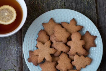 Christmas cookies and a mug of tea