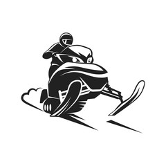 Snowmobiling Silhouette on white background - 183628457