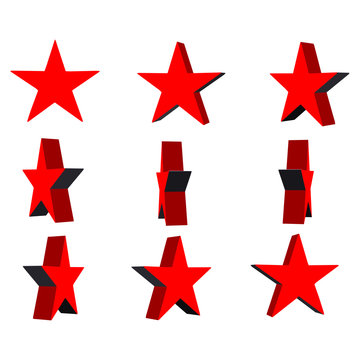 Red star on while background rotating for video effects, game development - vector illustration