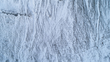 Vulcanic winter landscape photo shoted from a drone, Iceland