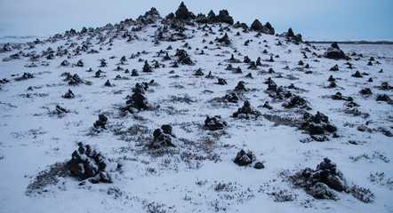 Impressive volcano winter landscape in Iceland.