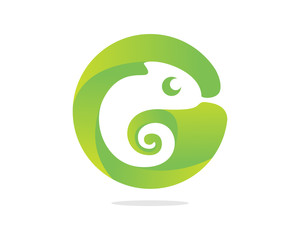 Cute Chameleon Sign Letter G Icon Logo Circle © elmantastic