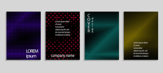 Minimalistic abstract vector halftone covers design. Future geometric template. Vector templates for placards, banners, flyers, presentations and reports