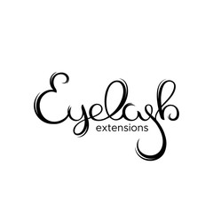 Eyelash extension logo. Style with a stylized hand-drawn lettering, calligraphy.