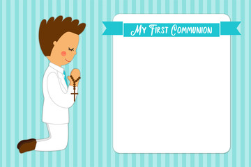 Cute First Communion card for boys