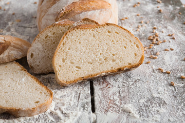 Bakery concept. Plenty of sliced white bread background