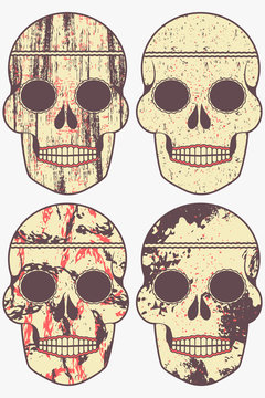 set of images of the human skull. brush strokes. Mexican traditions