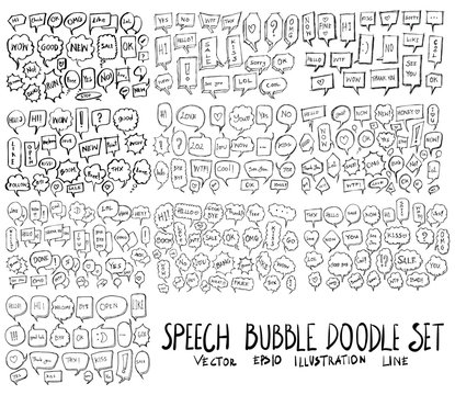 Big Set of Bubble illustration Hand drawn doodle Sketch line vector eps10