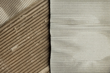 Pieces of old corrugated cardboard brown and gray, texture background