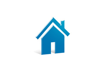 Blue House Icon on White