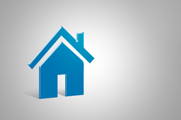 Blue House Icon on White