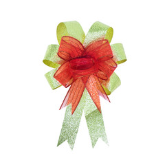 Red ribbon with bow on white background., This has clipping path.