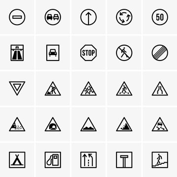 Set of road sign icons