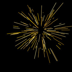 Obraz premium Gold fireworks Radiating from the center of thin beams, lines. 