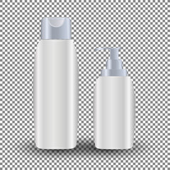 Glamorous Hair Care Products black Packages on the transparent background. Mock-up 3D Realistic Vector illustration