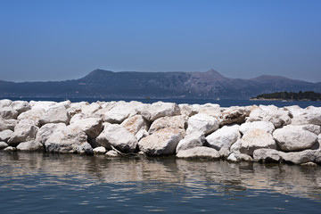 View of the beautiful blue sea of Corfu in Greece