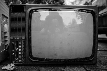 Broken vintage TV