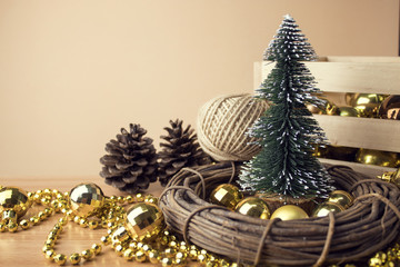 christmas tree with decoration vintage object