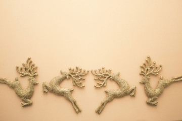 gold reindeer with background in christmas concept