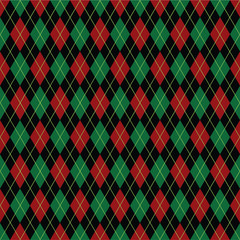 Argyle diamond pattern background in Christmas colors. wrapping paper in vector format