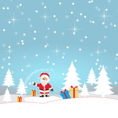 Merry Christmas and Happy New Year. Illustration of Santa Claus.