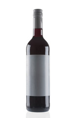 Red wine bottle on white background