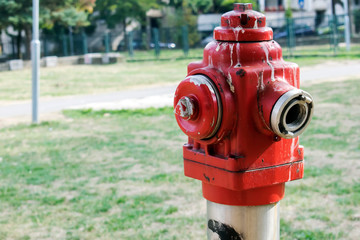 Rugged old red fire hydrant