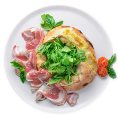 Salad with meat and vegetables. Italian cuisine.