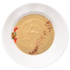Mushroom puree soup. Top view.