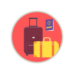 Baggage and Passport Icon Vector Illusration
