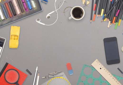 Retro and Creative Items Scene Creator or Mockup