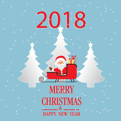 Christmas Greeting Card with Christmas tree. Vector illustration