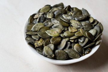 Raw Pumpkin Seeds Kernel in a bowl.