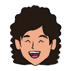 beautiful woman smiling face icon vector illustration graphic design