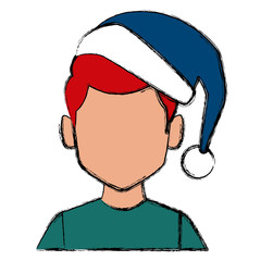 Man with christmas hat icon vector illustration graphic design