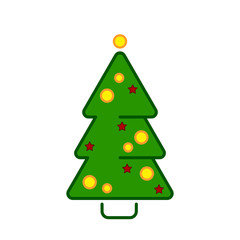 Christmas tree, line colorful icon on a white background.