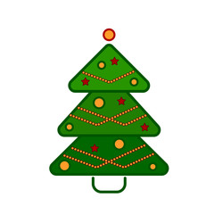 Christmas tree, line colorful icon on a white background.