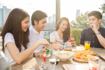 Group of asian people party