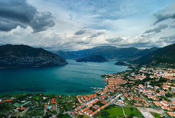 Izeo lake and village  in italy