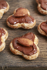 Christmas gingerbread cookies with chocolate and almonds.