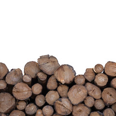 Stacked timber logs as background