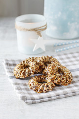 Sesame cookies on table