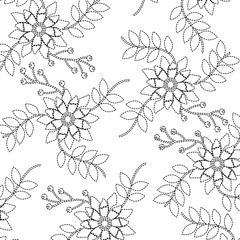 seamless pattern flower branch leaves nature decoration vector illustration sticker