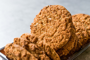 Fototapeta premium Oatmeal Cookies made with sesame, fig, cinnamon, peanut and sunflower seeds