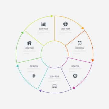 Infographics template 7 options with circle