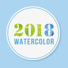 Happy new year 2018 watercolor Text Design Vector illustration