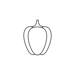 vector flat sketch style black and white contour pepper. Isolated illustration on a white background. Healthy vegetarian eating, dieting and lifestyle design object.