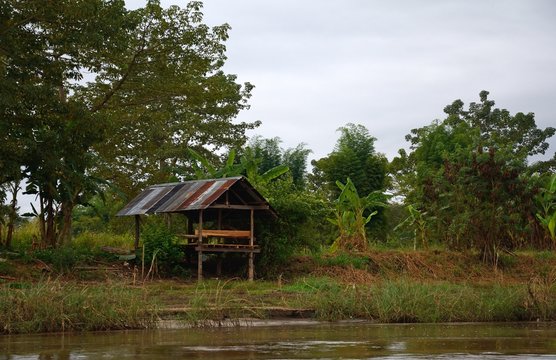 Wooden hut, River Kok, Thailand