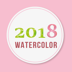 Happy new year 2018 vector design element. Watercolor illustration. 2018 Watercolor text for dinner invitations, festive posters,promotional depliant, greetings cards.