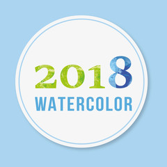 2018 watercolor Vector illustration